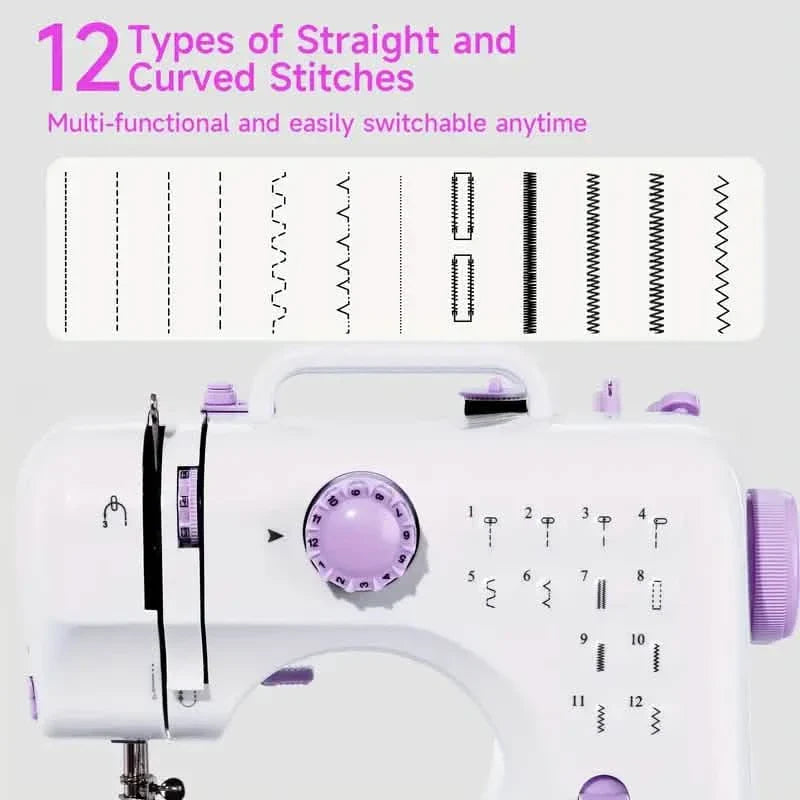 Pro Portable Electric Sewing Machine – 12 Stitches, Adjustable Speed, Multifunctional by DailySale