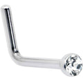 20G Stainless Steel Clear Gem Micro Nose Ring L-Shaped