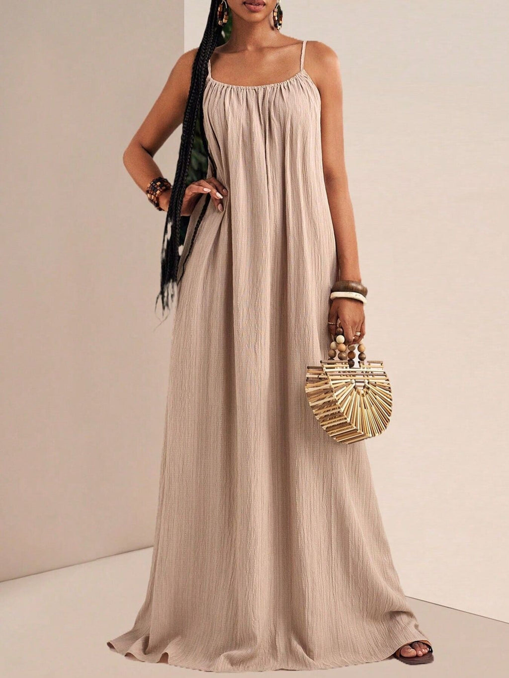 Spaghetti Strap Flowy Maxi Dress by Shopiebay