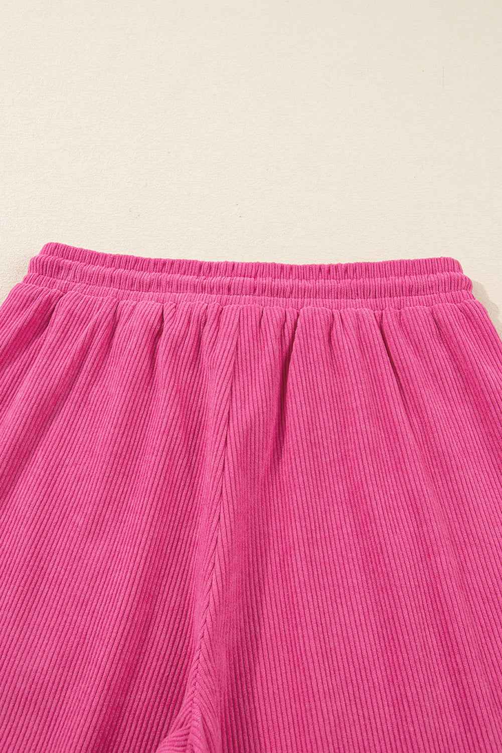 Peach Blossom Half Button Pullover Drawstring Pants Solid Color Corduroy 2pcs Outfit
