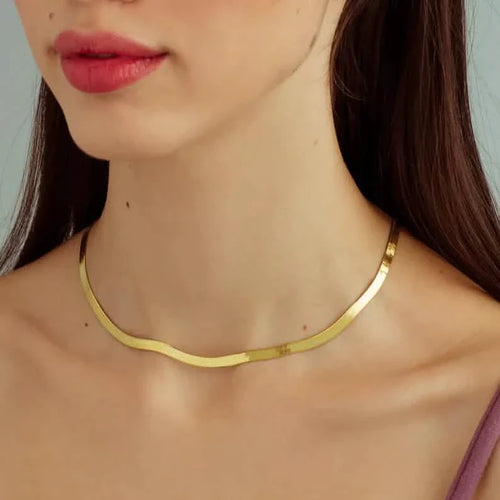 14K Flat Snake Choker Necklace 16" by DailySale