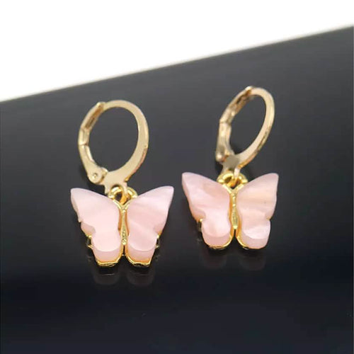 14K Gold and Lab Created Opal Butterfly Drop Earring by DailySale