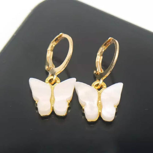 14K Gold and Lab Created Opal Butterfly Drop Earring by DailySale