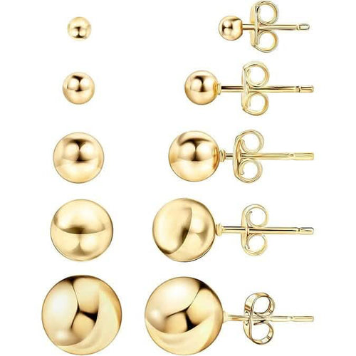 14k Gold Ball Stud Earrings, High Polish Finish Ball Studs by DailySale