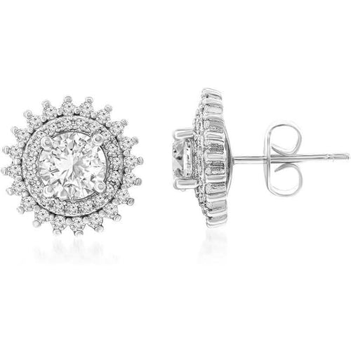 14k Gold-Plated Brass Stud Earrings with 7mm Cubic Zirconia Center Stone by DailySale