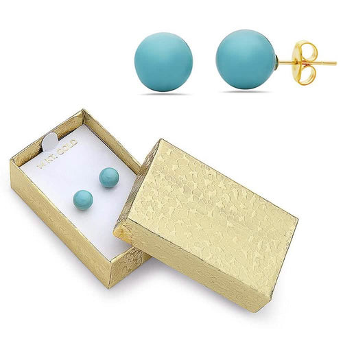 14K Gold Created Turquoise Stud Earrings by MUIBLU Gems by DailySale