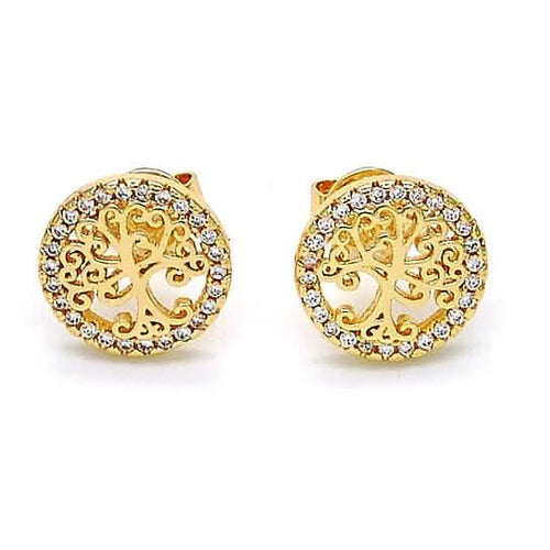 14k Gold Filled High Polish Finish Crystal Tree of Life Stud Earrings by DailySale