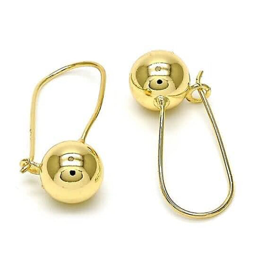 14K Gold Filled High Polish Finish Leverback Earring, Ball Design, Polished Finish, Golden Tone by DailySale