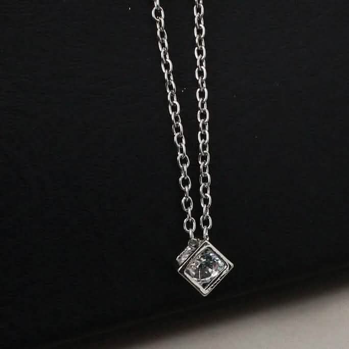 14K Gold Love Cube Three-Dimensional Diamond Shape Necklace Cz Pendant by DailySale
