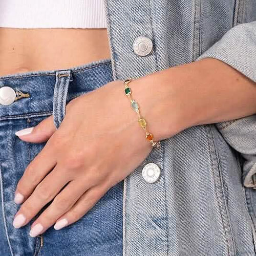 14K Gold Multicolor Crystal Bracelet by DailySale