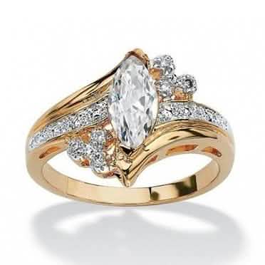 14k Gold Overlay Marquise-Cut Cubic Zirconia Solitaire Ring by DailySale