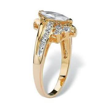 14k Gold Overlay Marquise-Cut Cubic Zirconia Solitaire Ring by DailySale