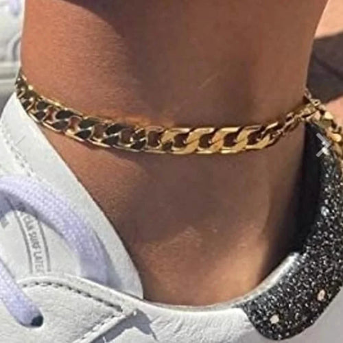 14k Yellow Gold Filled High Polish Finsh Cubun Curb Link Anklet 5mm 9.5'' White/Yellow by DailySale