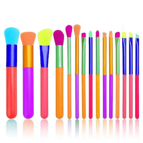 15-Pieces: Rainbow Color High Quality Makeup Brush Set by DailySale