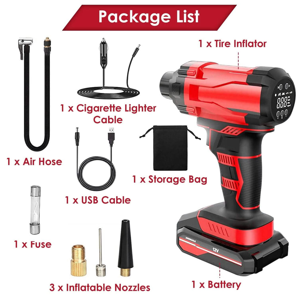 150 PSI 12V Portable Cordless Tire Pump 6000mAh Rechargeable with LED Light by DailySale