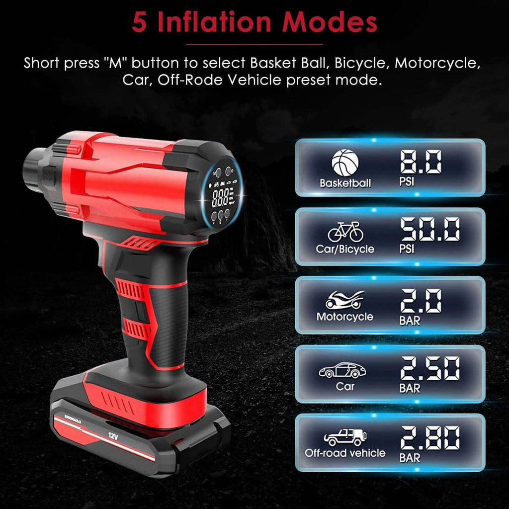 150 PSI 12V Portable Cordless Tire Pump 6000mAh Rechargeable with LED Light by DailySale