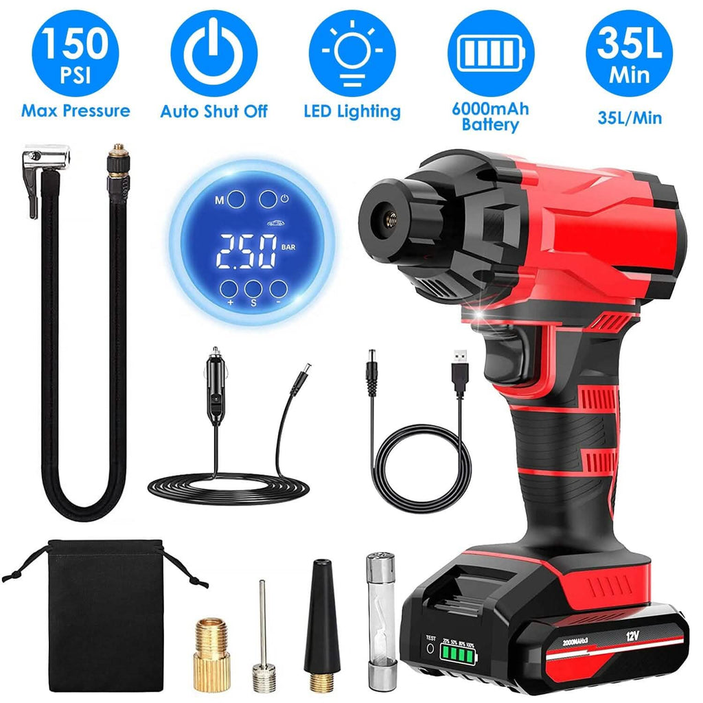 150 PSI 12V Portable Cordless Tire Pump 6000mAh Rechargeable with LED Light by DailySale