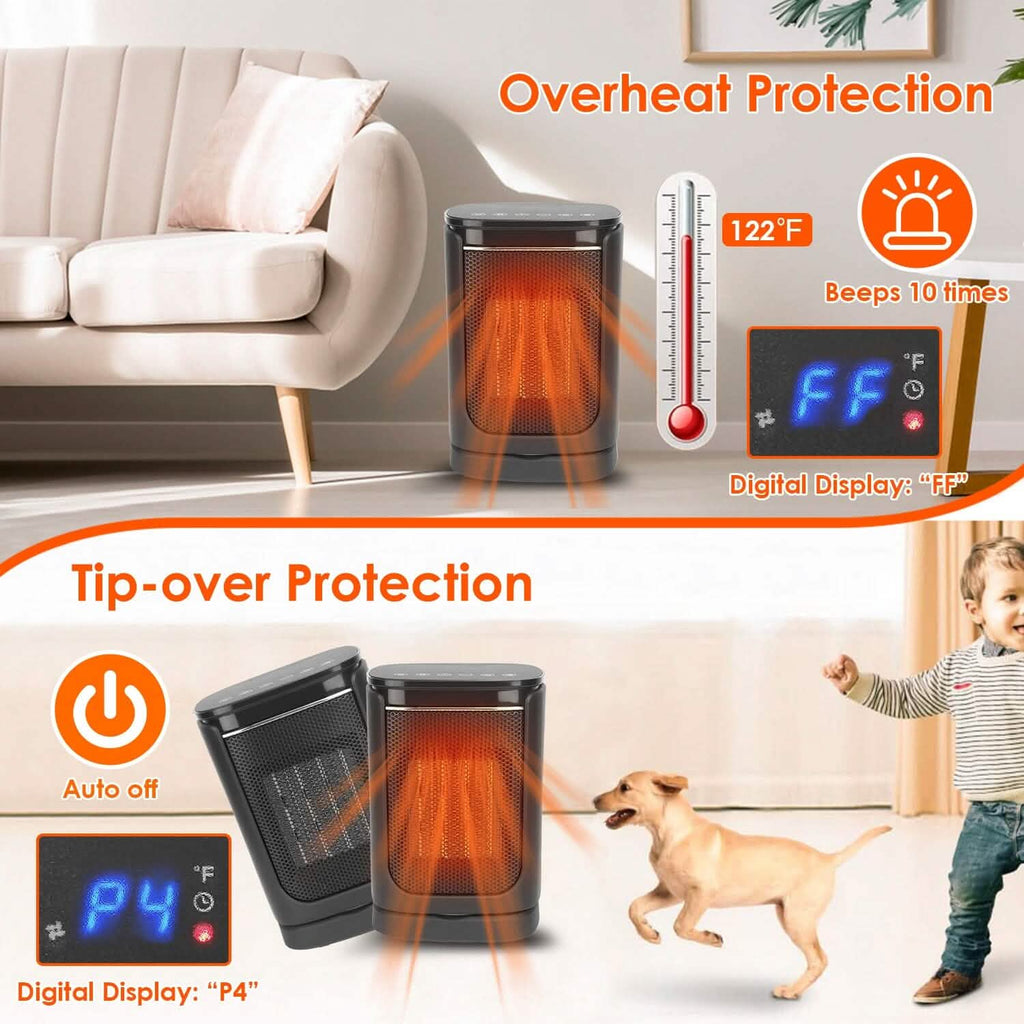 1500W Electric Space Heater Ceramic Heater Fan with 3 Modes Remote Control Digital Display by DailySale