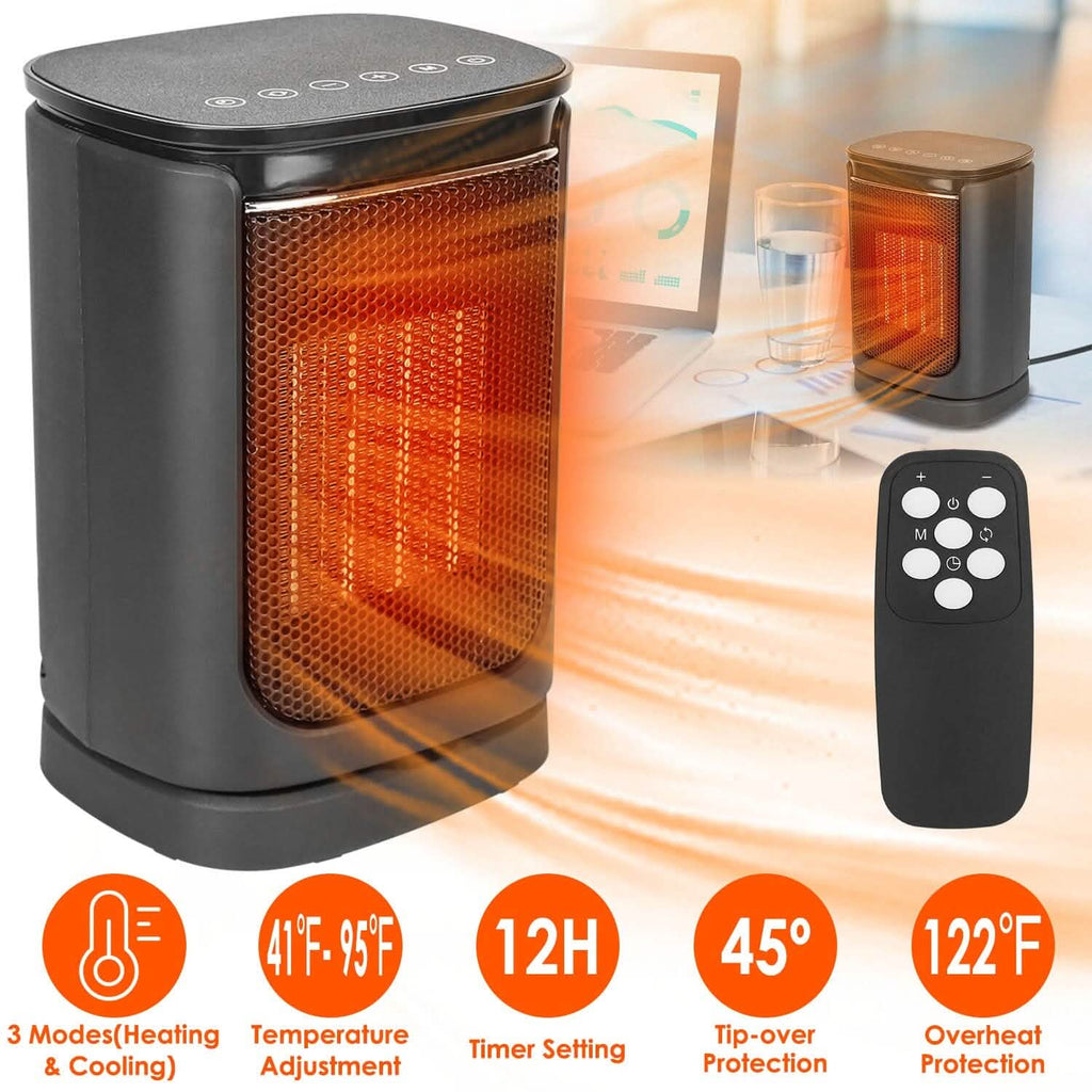 1500W Electric Space Heater Ceramic Heater Fan with 3 Modes Remote Control Digital Display by DailySale