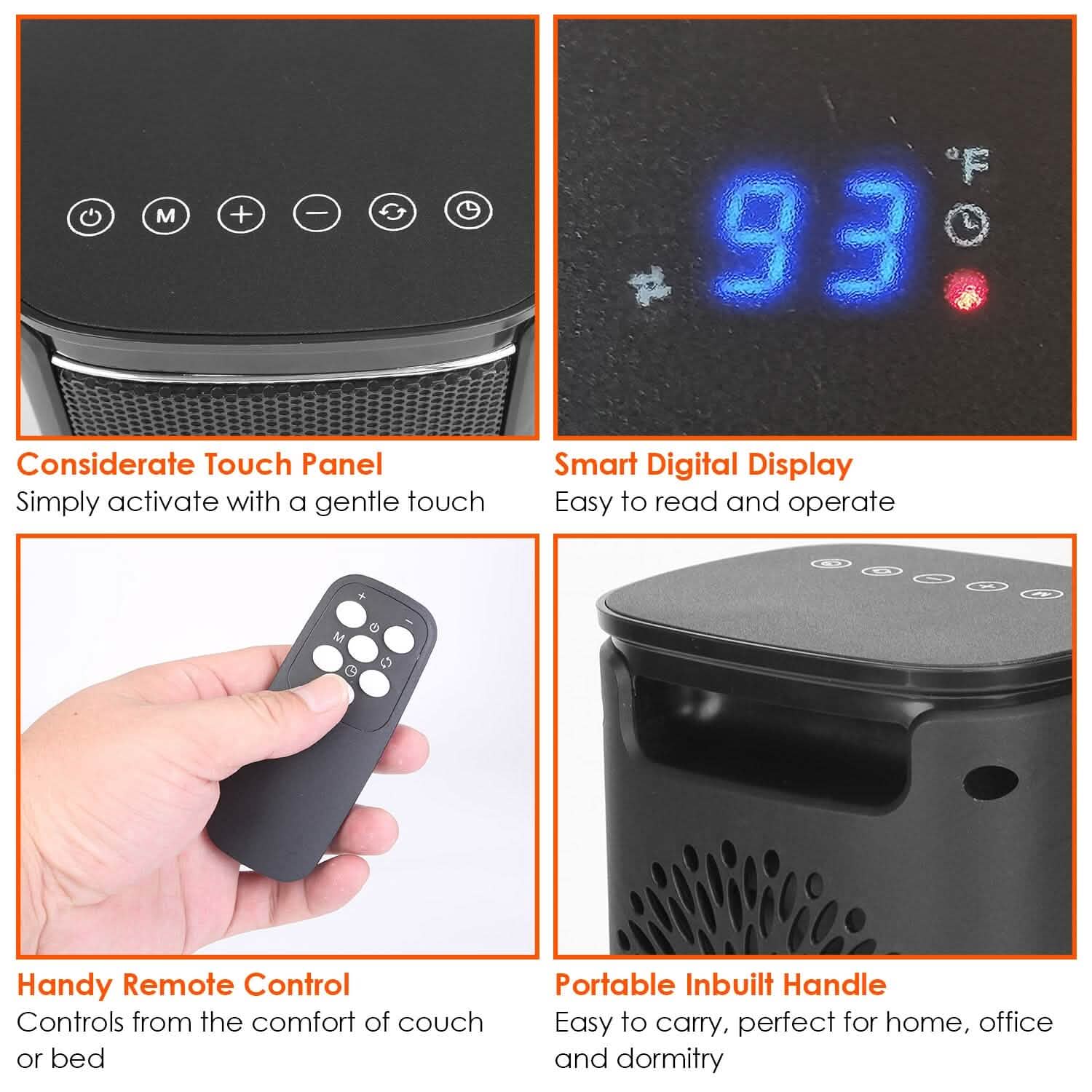 1500W Electric Space Heater Ceramic Heater Fan with 3 Modes Remote Control Digital Display by DailySale