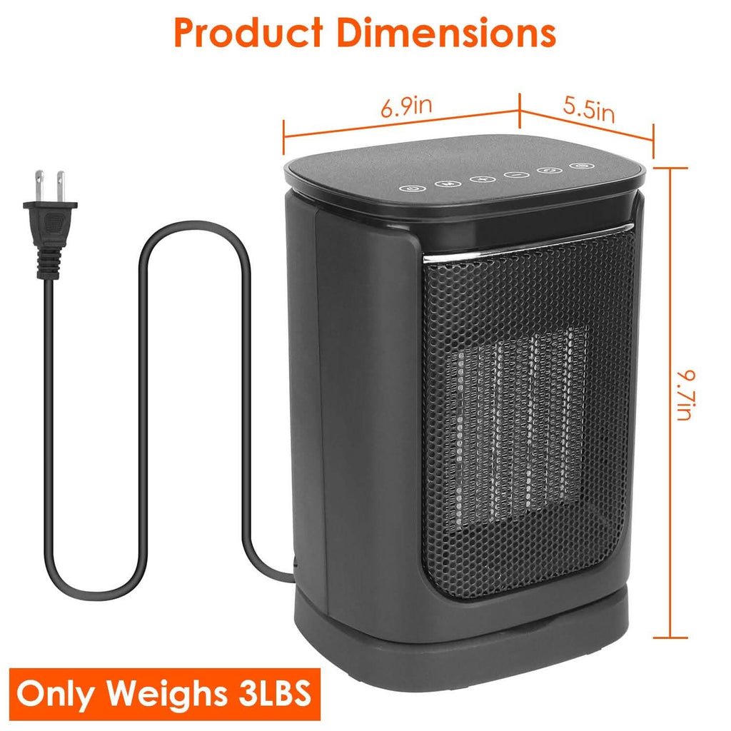 1500W Electric Space Heater Ceramic Heater Fan with 3 Modes Remote Control Digital Display by DailySale