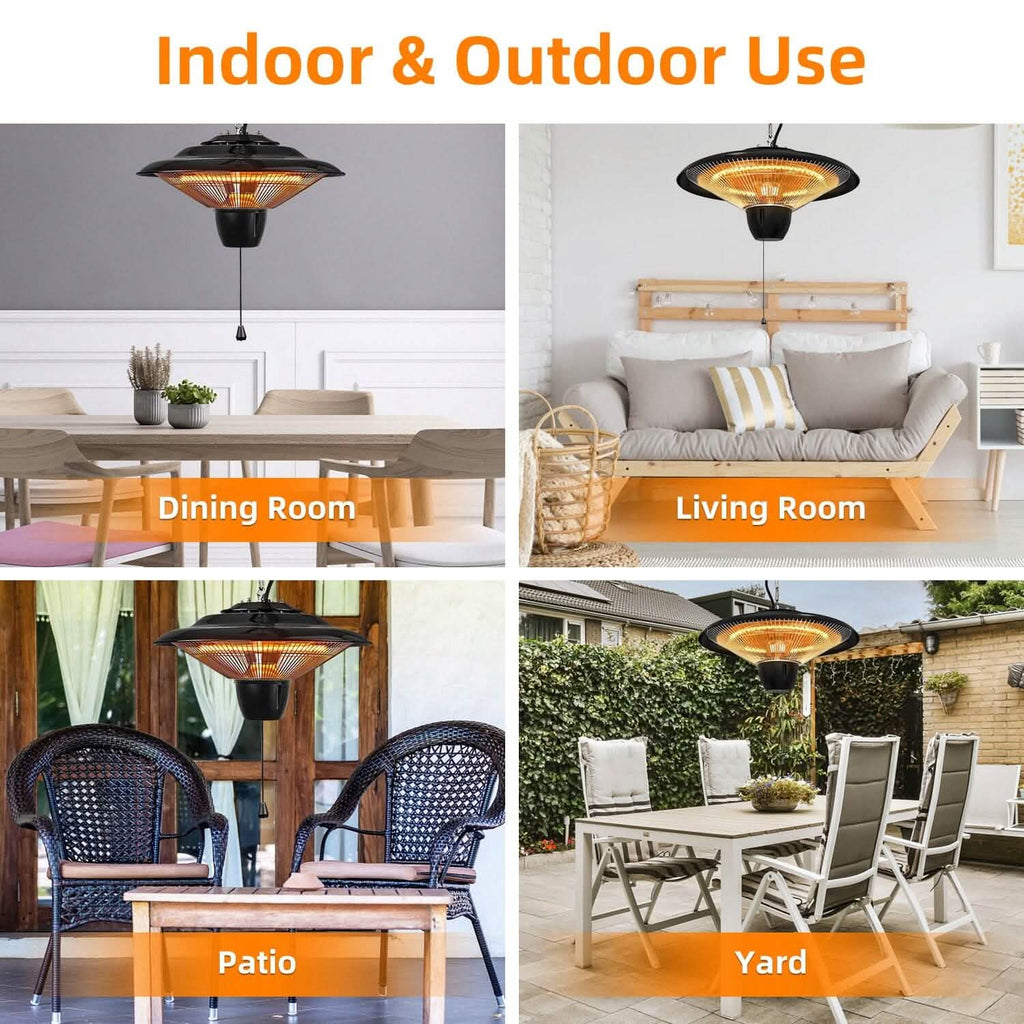 1500W Outdoor Hanging Patio Ultra-Quiet Electric Heating Lamp by DailySale