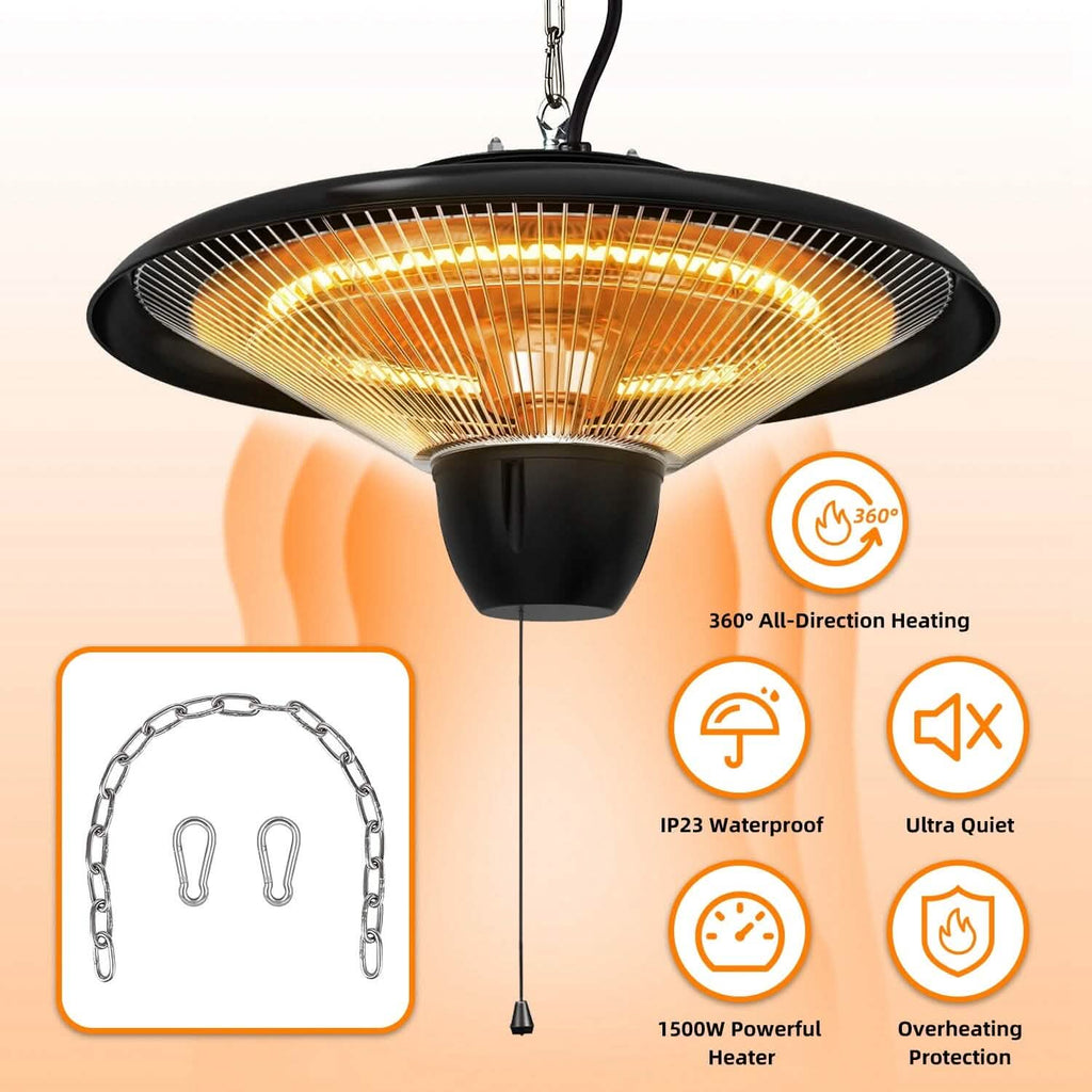 1500W Outdoor Hanging Patio Ultra-Quiet Electric Heating Lamp by DailySale