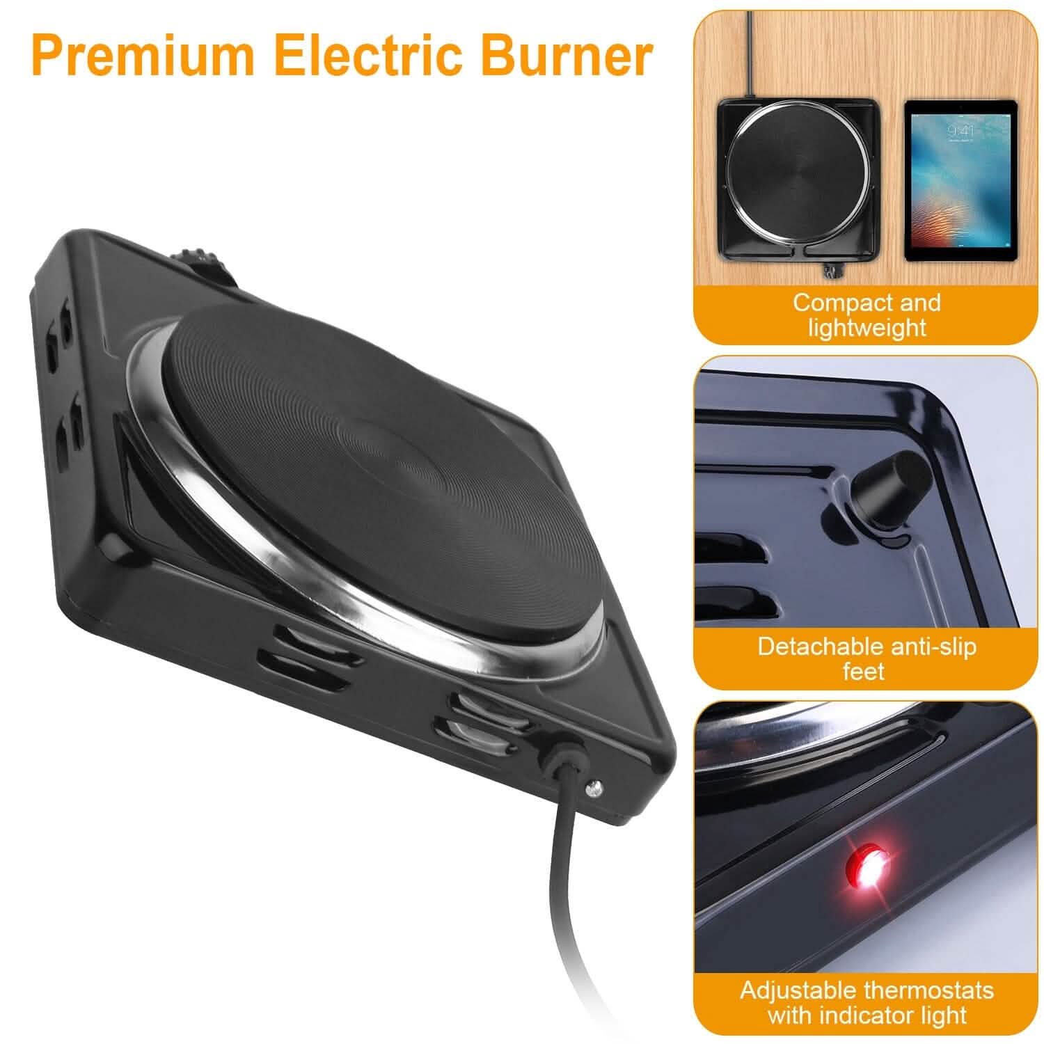1500W Portable Heating Hot Plate Stove Countertop with Non Slip Rubber by DailySale