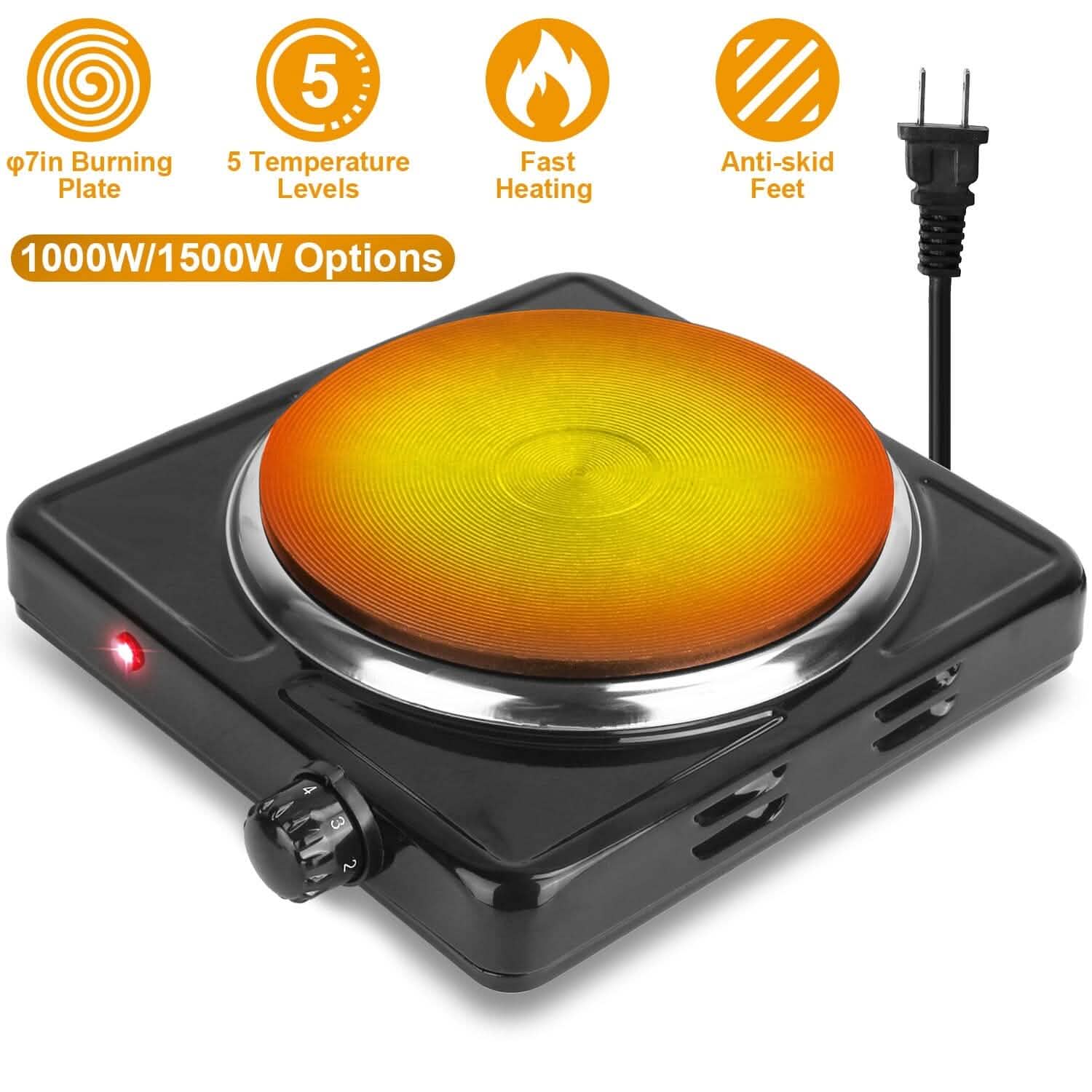 1500W Portable Heating Hot Plate Stove Countertop with Non Slip Rubber by DailySale
