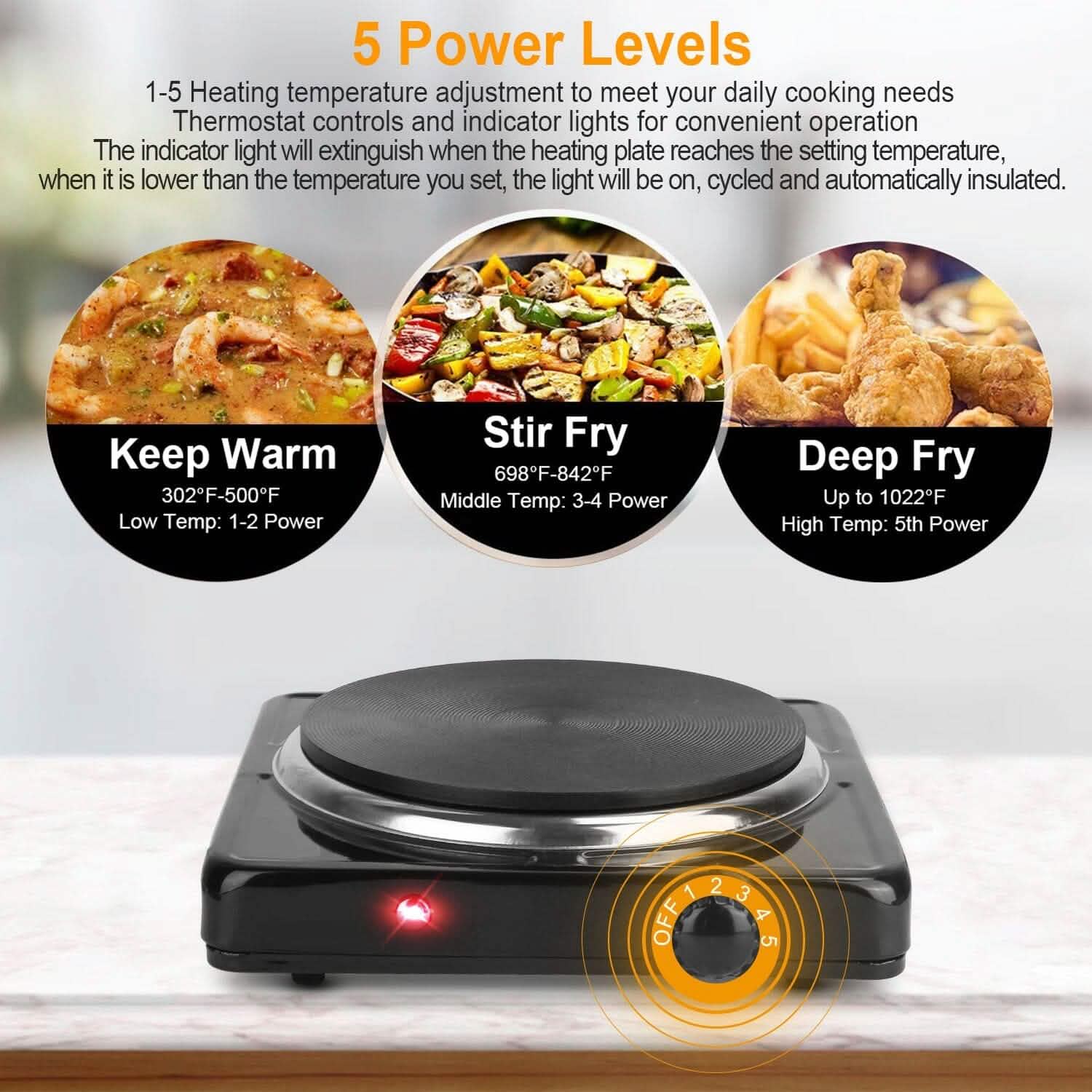 1500W Portable Heating Hot Plate Stove Countertop with Non Slip Rubber by DailySale