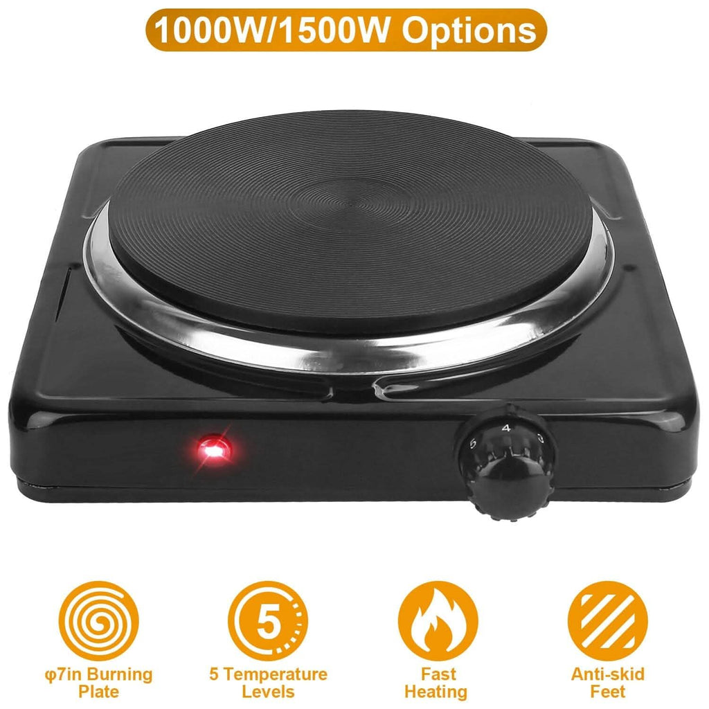 1500W Portable Heating Hot Plate Stove Countertop with Non Slip Rubber by DailySale