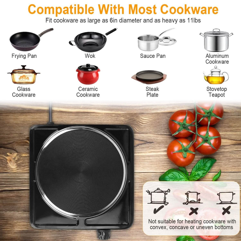 1500W Portable Heating Hot Plate Stove Countertop with Non Slip Rubber by DailySale