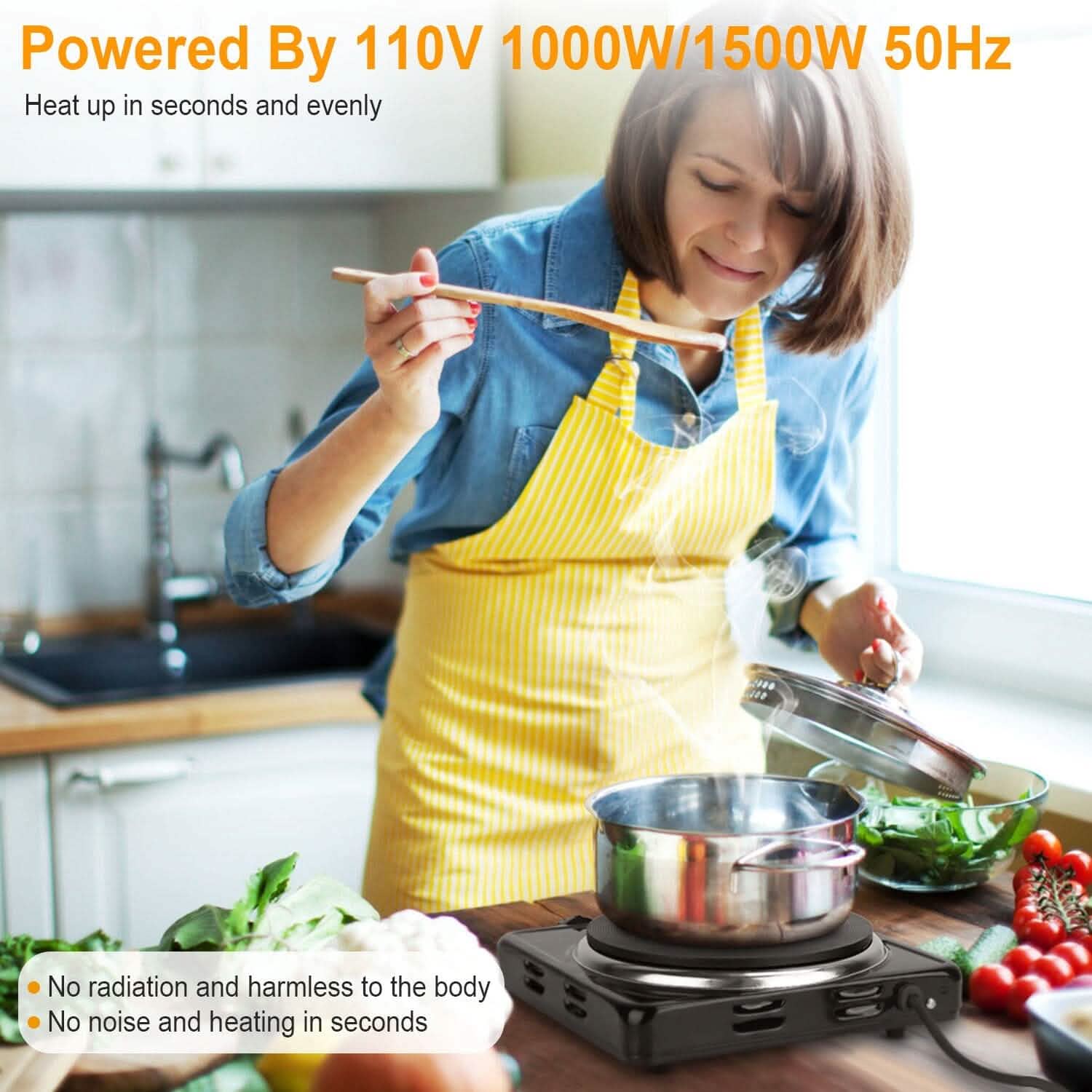 1500W Portable Heating Hot Plate Stove Countertop with Non Slip Rubber by DailySale