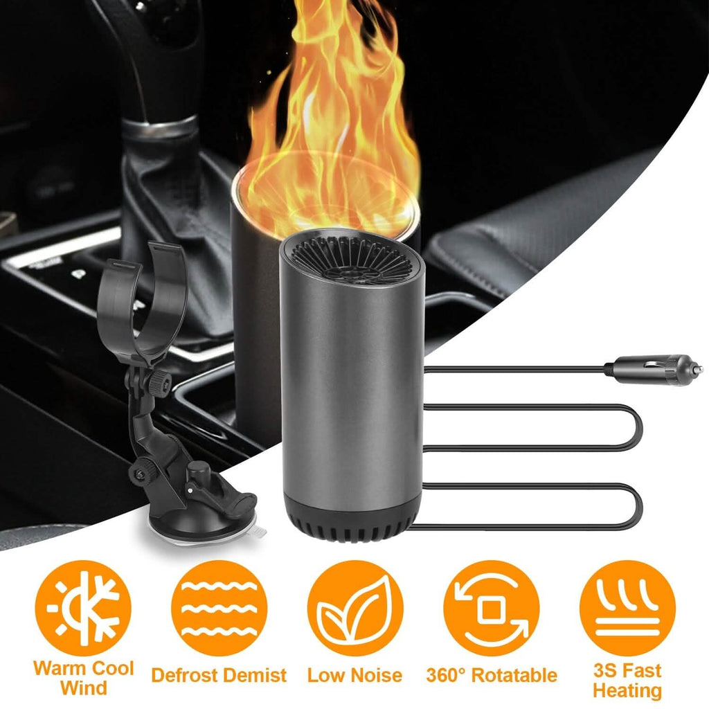 150W Portable Car Heater 2-in-1 Heating Cooling Fan Rotatable Demister Defroster by DailySale