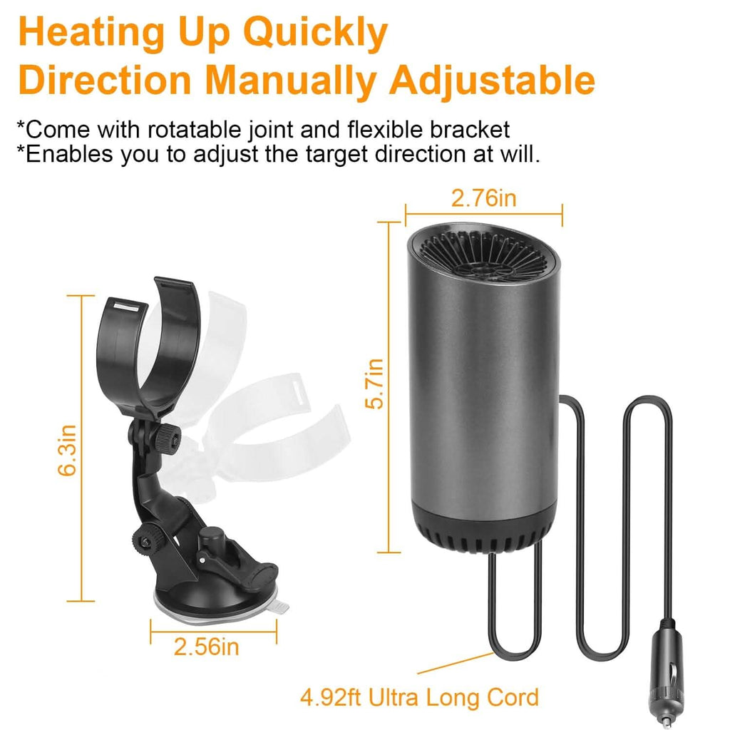 150W Portable Car Heater 2-in-1 Heating Cooling Fan Rotatable Demister Defroster by DailySale