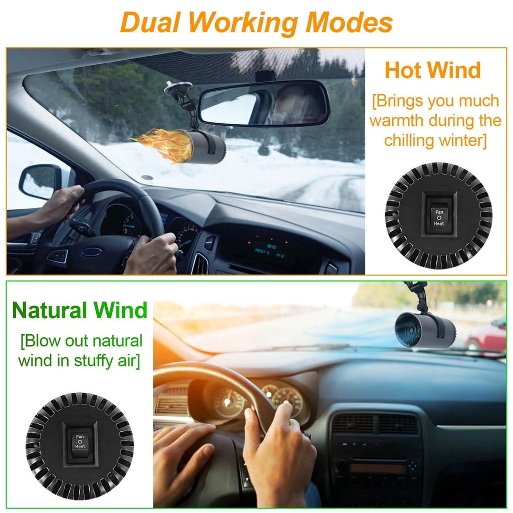 150W Portable Car Heater 2-in-1 Heating Cooling Fan Rotatable Demister Defroster by DailySale