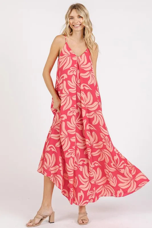 Mittoshop Printed V-Neck Maxi Cami Dress with Pockets by Selvanelle