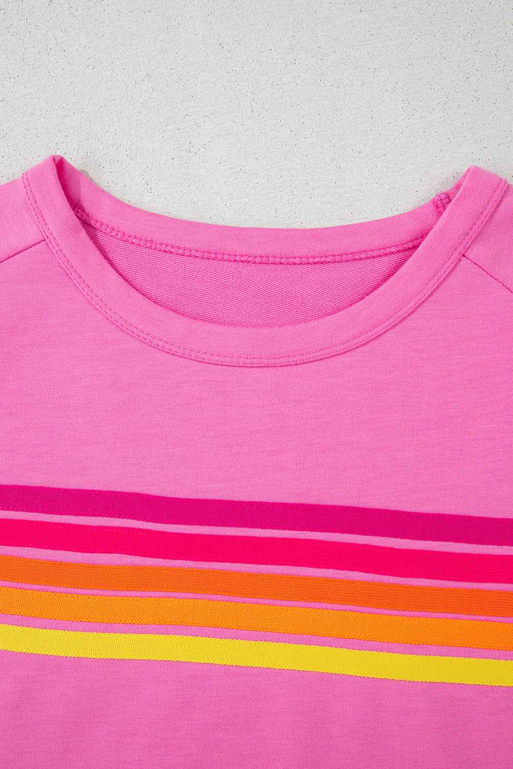Bonbon Striped Patch Front Casual Tee