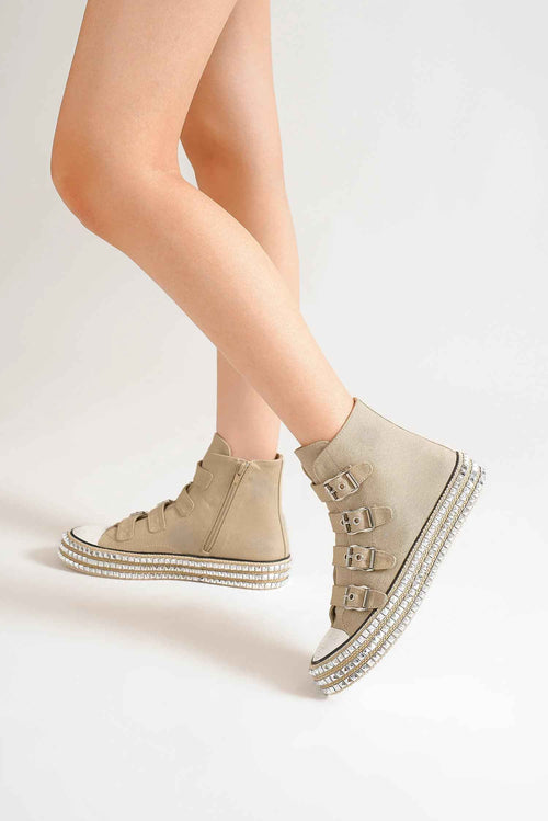 Beast Fashion Multi-Buckle Straps Studded Platform Sneakers by Wild and Free Boutique