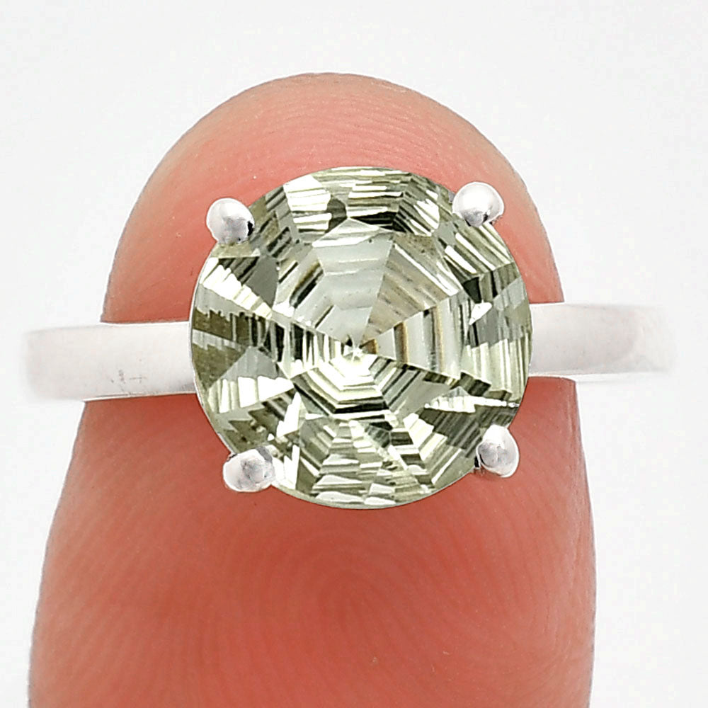 Fancy Cut Premium Prasiolite (Green Amethyst) Ring size-7.5 R-1019 16-ER10172 - Goddess Imports Marketplace