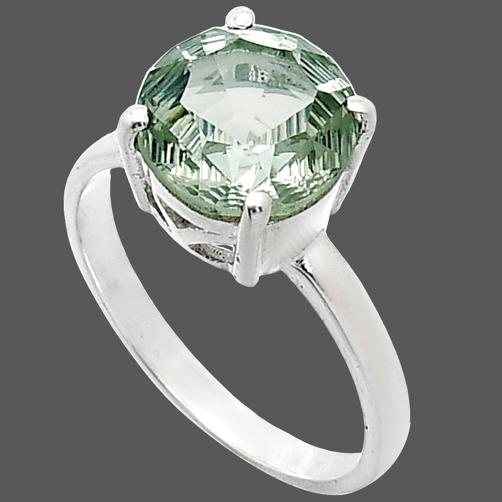 Fancy Cut Premium Prasiolite (Green Amethyst) Ring size-7.5 R-1019 16-ER10172 - Goddess Imports Marketplace