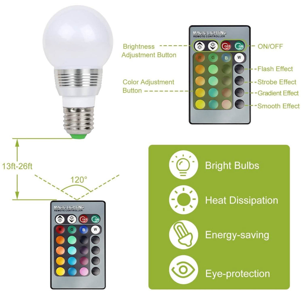 16 Colors Change LED Bulbs E27 3W RGD Dimmable Mood Lighting Lamp by DailySale