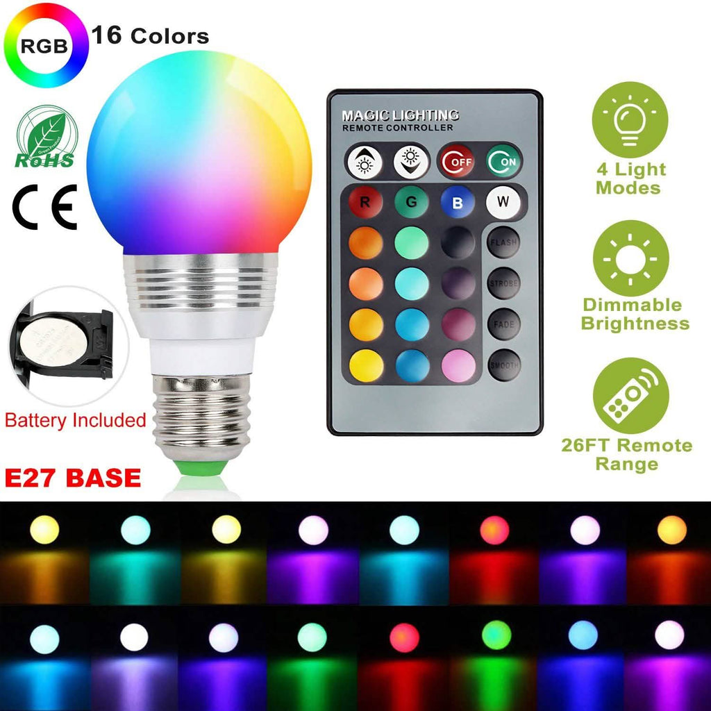 16 Colors Change LED Bulbs E27 3W RGD Dimmable Mood Lighting Lamp by DailySale