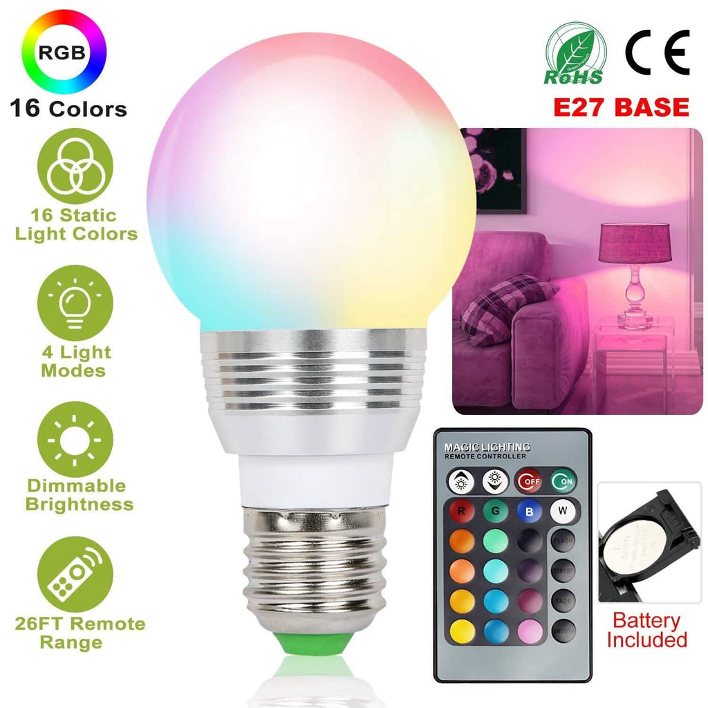 16 Colors Change LED Bulbs E27 3W RGD Dimmable Mood Lighting Lamp by DailySale
