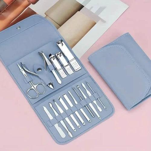 16-Pieces: Nail Clippers Manicure Tool Set with Portable Travel Case by DailySale