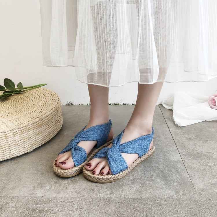 Elastic Band Cross Flat Women's Shoes