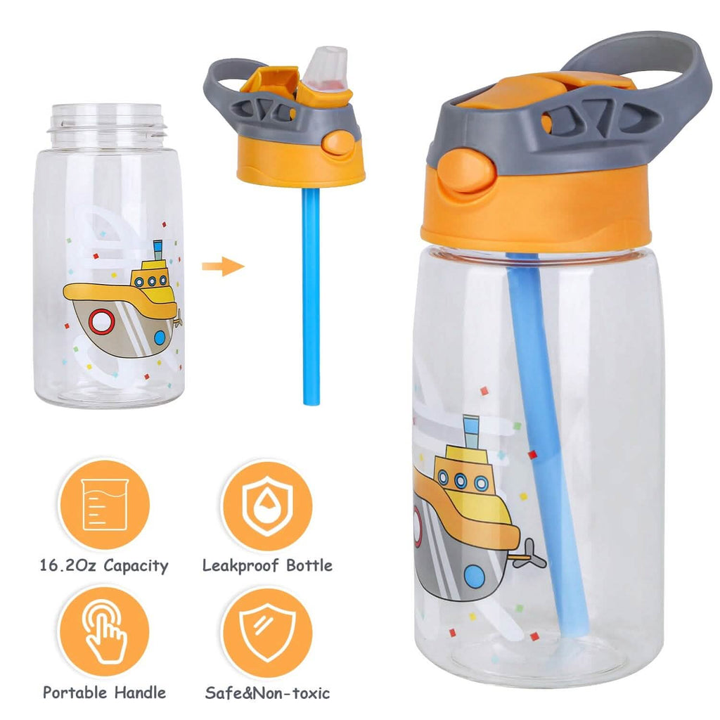 16.2oz Leak-proof Kids Water Bottle with Straw Push Button by DailySale
