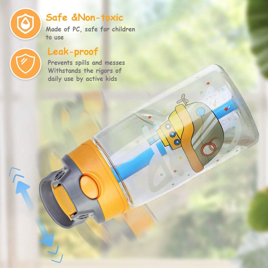 16.2oz Leak-proof Kids Water Bottle with Straw Push Button by DailySale