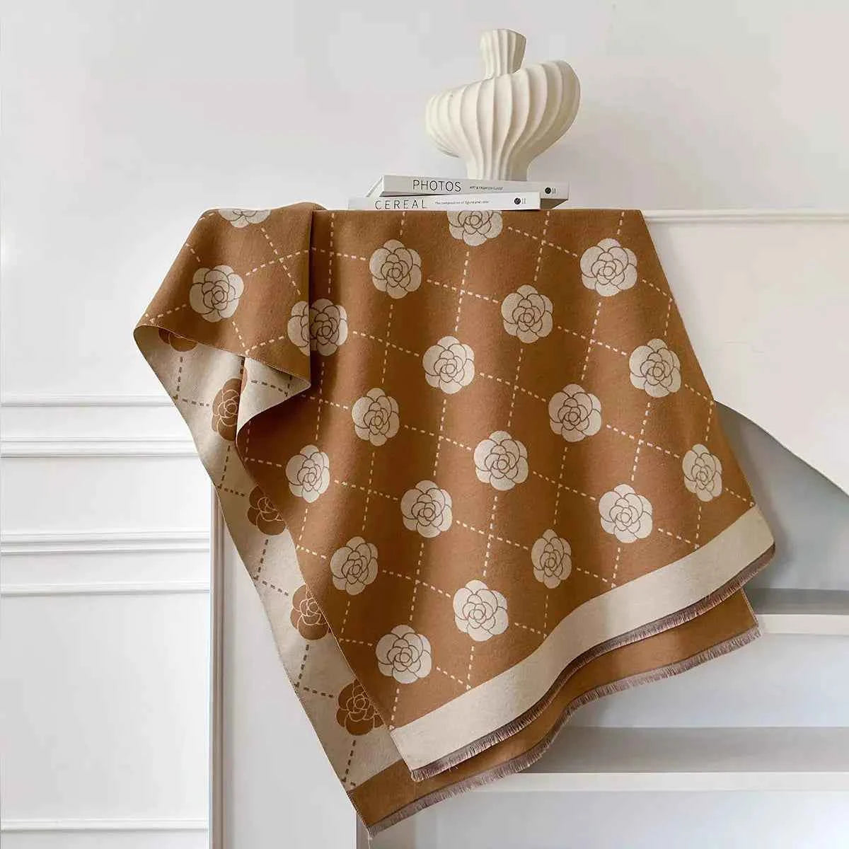 Floral Raw Hem Womens Scarf