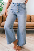 Beau Blue Multi Buttons Wide Leg Jeans